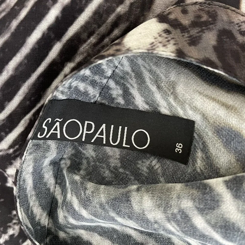 Sao Paulo Brown Animal print top tunic Size Small 36 Semi Sheer Womens New $133 - Picture 5 of 6